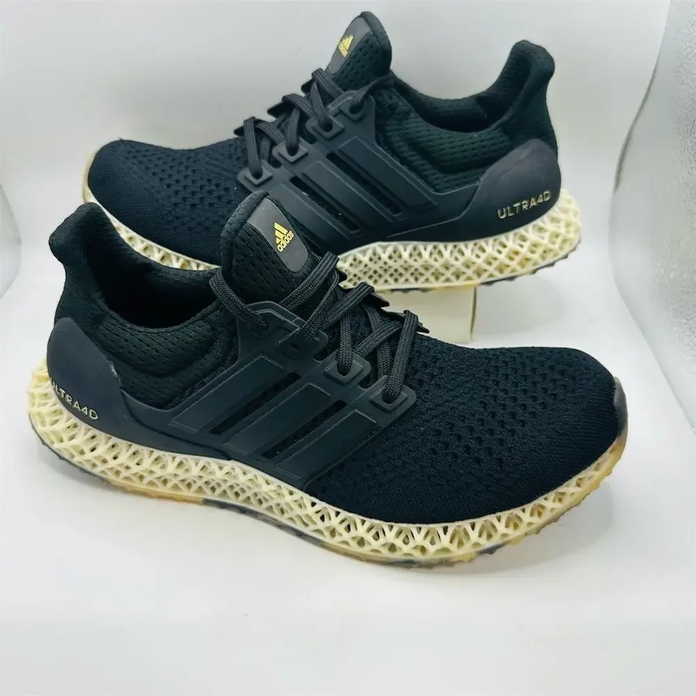 Adidas Ultra 4D Running Shoes Core Black Gold Metallic | Women’s Size 7.5 / 6.5Y